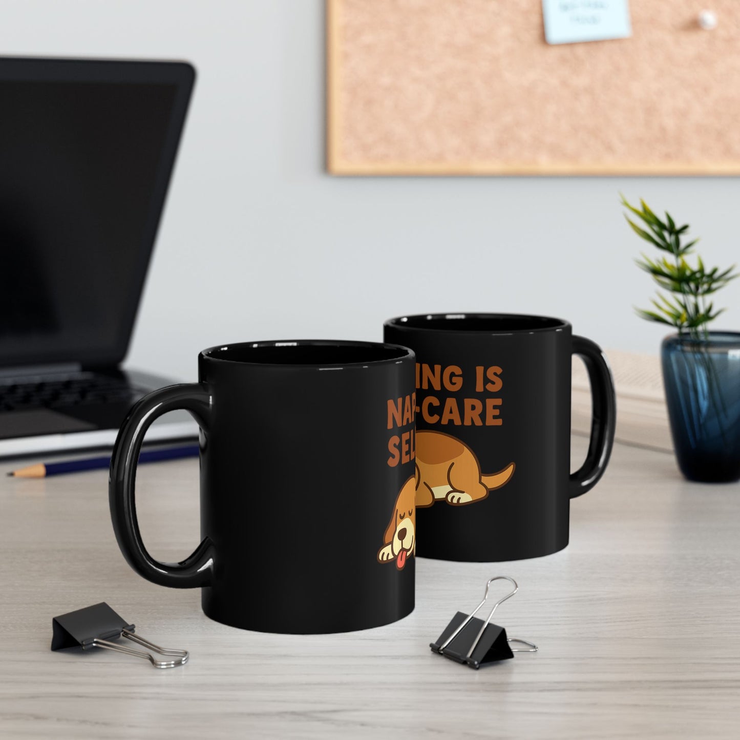 Napping is Self-Care Mug, Funny Dog Coffee Cup, Gift for Dog Lovers, Self-Care Reminder Mug, 11oz 15oz Black Coffee Mug