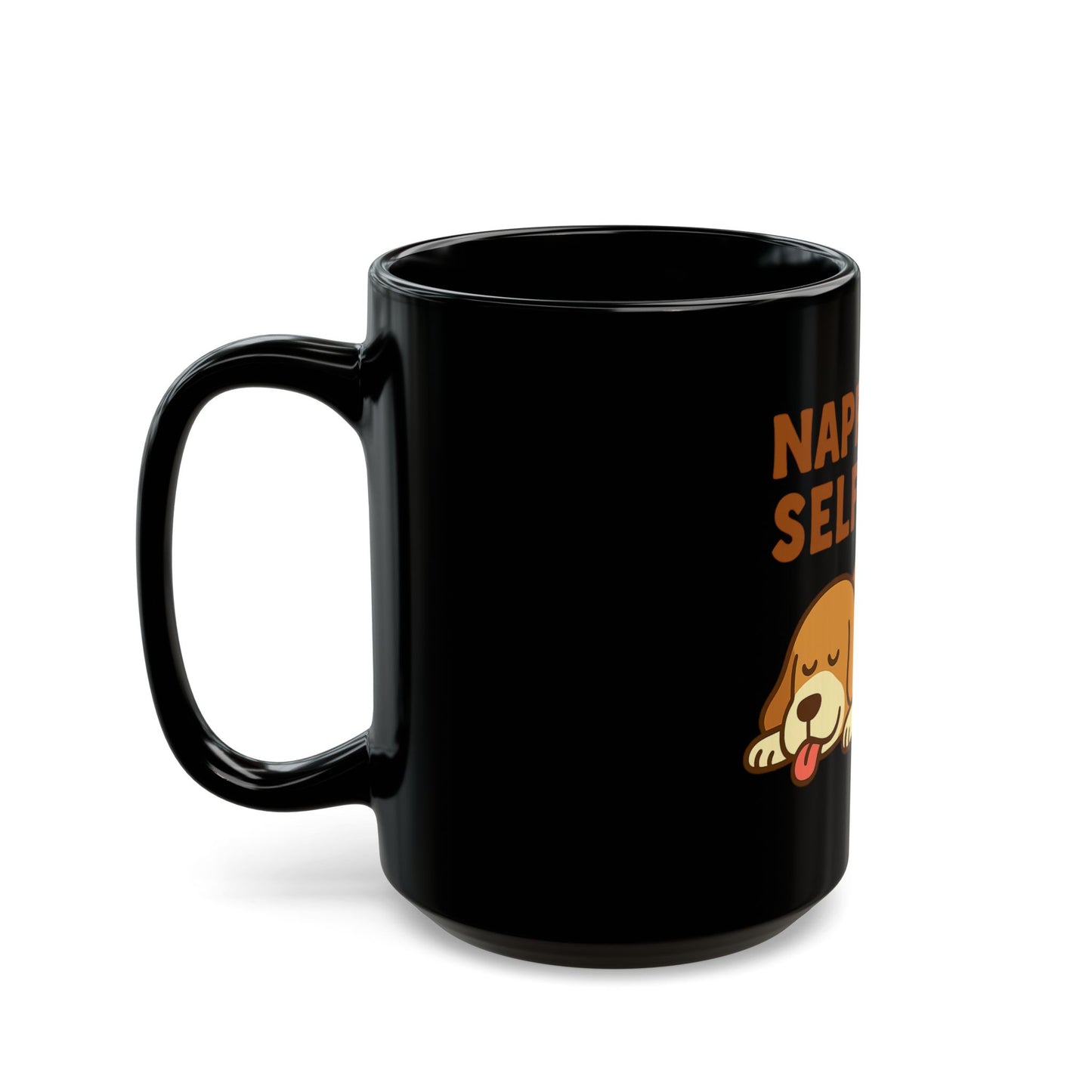 Napping is Self-Care Mug, Funny Dog Coffee Cup, Gift for Dog Lovers, Self-Care Reminder Mug, 11oz 15oz Black Coffee Mug