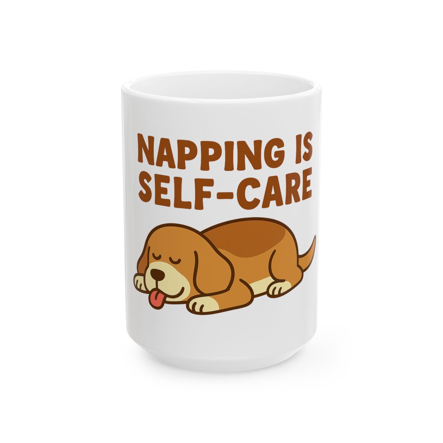 Napping is Self-Care Ceramic Mug - Cute Dog Coffee Cup, Gifts for Dog Lovers, Relaxation Mug, Fun Office Drinkware, Pet Lover's Gift