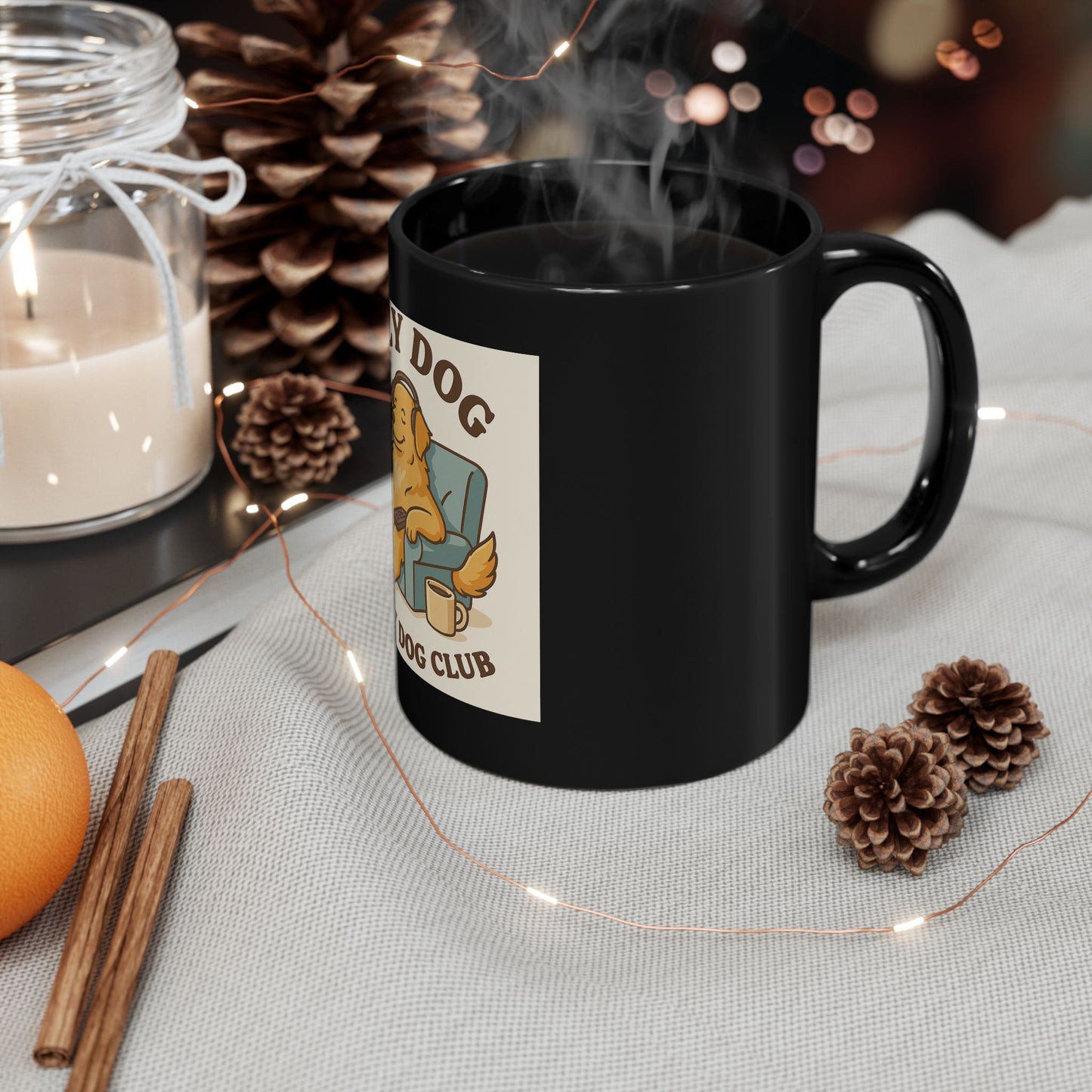 Lazy Dog Club Mug, Black Coffee Mug, Dog Lover Gift, Pet Owner Mug, Funny Dog Mug, Dog Mom Gift, Cozy Home Decor