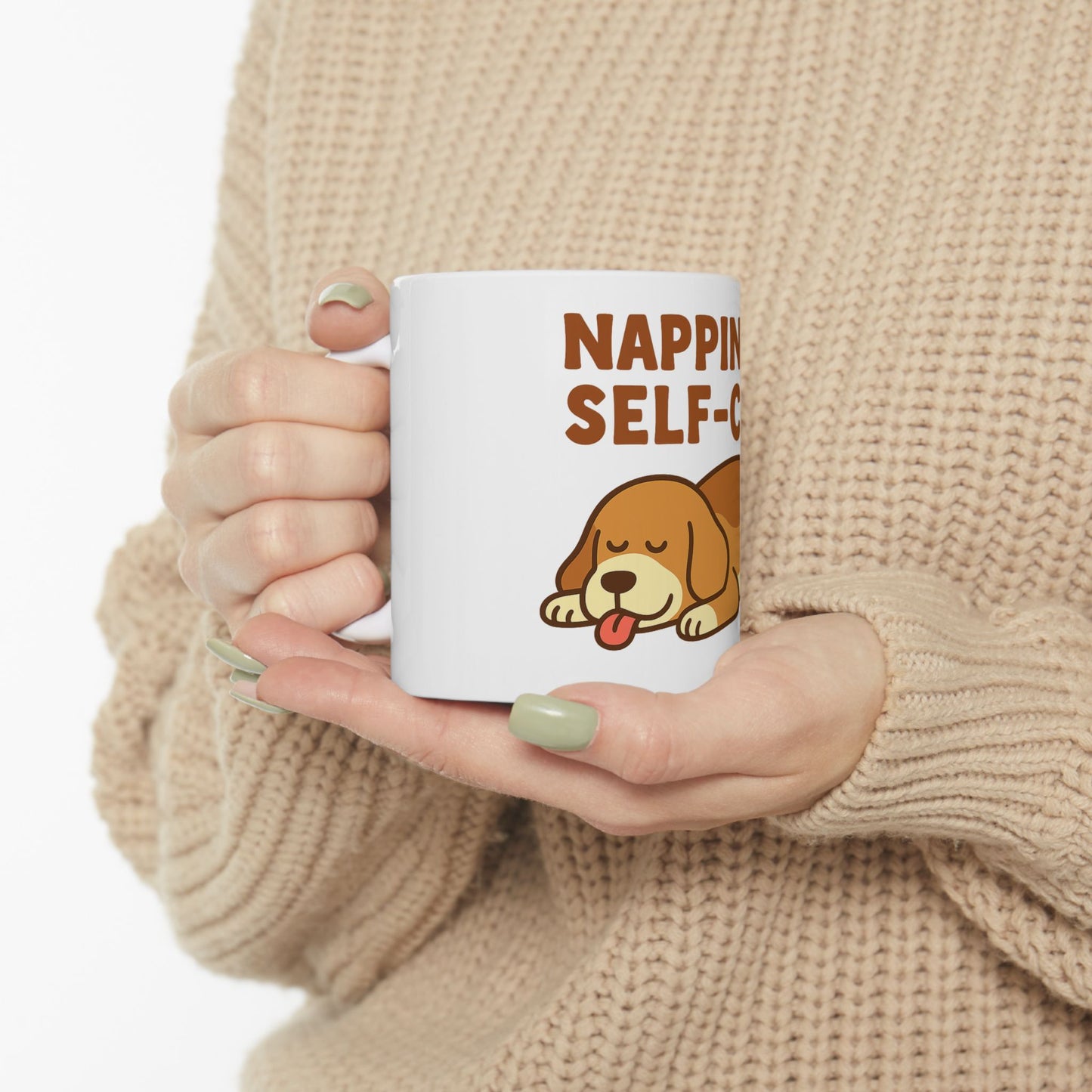 Napping is Self-Care Ceramic Mug - Cute Dog Coffee Cup, Gifts for Dog Lovers, Relaxation Mug, Fun Office Drinkware, Pet Lover's Gift