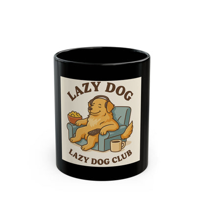 Lazy Dog Club Mug, Black Coffee Mug, Dog Lover Gift, Pet Owner Mug, Funny Dog Mug, Dog Mom Gift, Cozy Home Decor