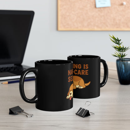 Napping is Self-Care Mug, Funny Dog Coffee Cup, Gift for Dog Lovers, Self-Care Reminder Mug, 11oz 15oz Black Coffee Mug