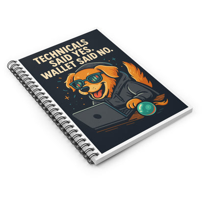 Dog-Themed Spiral Notebook for Tech Lovers, Cute Dog Journal, Gift for Pet Owners, Funny Dog Lover Stationery, Humor Notepad