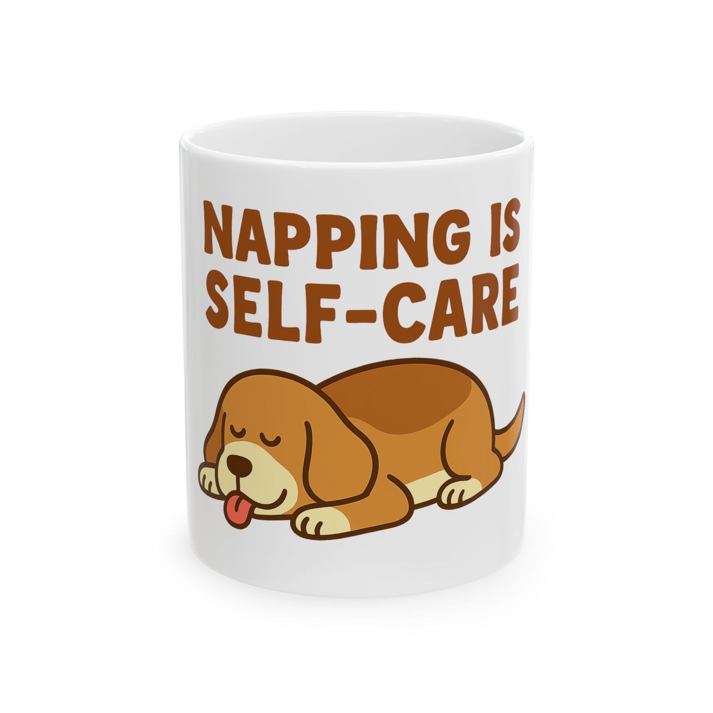 Napping is Self-Care Ceramic Mug - Cute Dog Coffee Cup, Gifts for Dog Lovers, Relaxation Mug, Fun Office Drinkware, Pet Lover's Gift
